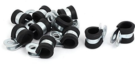 Sourcingmap 10mm Dia Rubber Lined R Shaped Zinc Plated Pipe Clip Cable Clamp 10pcs