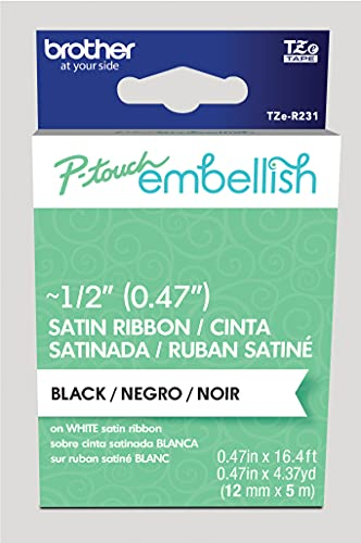 Brother P-touch Embellish TZER231 Satinband, 1,2 cm breit x 33,1 cm lang, für P-Touch Embellish Ribbon & Tape Drucker