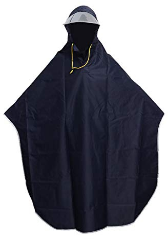 Vorcool Regen-Poncho mit Kapuze, winddicht, Regenjacke, mit transparenter Kappe, Marineblau