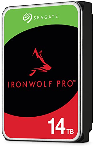 Seagate IronWolf Pro, 14 TB, NAS Internal Hard Drive, CMR 3.5 Inch, SATA 6 Gb/s 7,200 RPM, 256 MB Cache, for RAID Network Attached Storage, 3 years Rescue Services, FFP (ST14000NE0008)