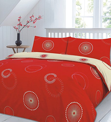 EHD Eden Circles Printed Design Luxurious Duvet Cover Sets Quilt Cover Sets Reversible Bedding Sets NZ (Red, Double)