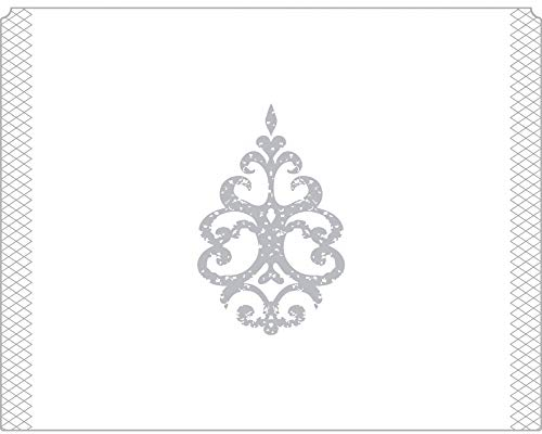 Sovie HORECA Eierwärmer ROYAL LINE in Silber aus 9-lagigem Tissue, 105 x 82 mm, 150 Stück – edle Einweg-Eierhauben mit silberfarbenem Ornament auf weißem Hintergrund für Hotel & Gastro