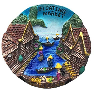 3D-Kühlschrankmagnet, Motiv: schwebender Markt von Bangkok Thailand, Touristen-Souvenir, Geschenkkollektion, Heim- und Küchendekoration, magnetischer Aufkleber, Bangkok Thailand, Kühlschrankmagnet