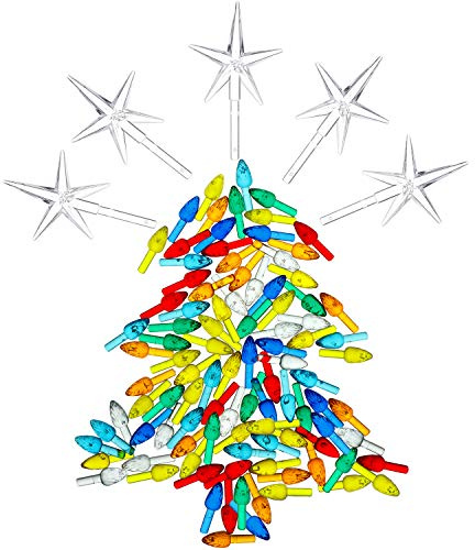 100 Pieces Plastic Christmas Tree Bulbs and 5 Stars Replacement Tree Bulbs for Ceramic Christmas Tree Decorations (4.7 mm Diameter, Assorted Color)