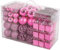 BRUBAKER 101-teiliges Premium Weihnachtskugel Set mit Baumspitze Rosa - Funkelnde Christbaumkugeln für den Weihnachtsbaum