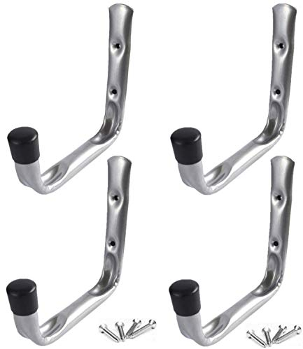 4 Stück Heavy Duty Utility Haken Garage Storage Hook Hanger Wall Mount Storage Holder Hanging Organizer Ideal für Leitern Faltstühle Surf Boards Angeln Stangen Garten Werkzeug Schwimmwerkzeug