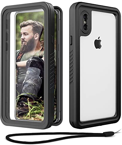 Beeasy for iPhone X/iPhone XS Case Waterproof Shockproof Dustproof, Built-in Screen Protector Full Body Heavy Duty 360° Protective, Front Back Phone Case for X/XS (5.8”), Black