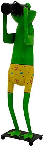 ETC lustiger Metall-Frosch als Spannerfrosch Froschfigur mit Fernglas ca. 52 cm hoch