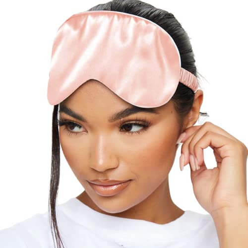 SMUG Schlafmaske für Männer und Frauen aus superweichem Satin | Weich, gesund & tiefer Schlaf | Sleeping Mask reduziert Falten, Augenringe | Hält Licht ab | Rosa