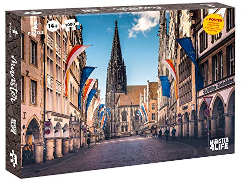 Winning Moves Hochwertiges großes Puzzle Münster Prinzipalmarkt 1000 Teile 66,5 x 50 cm