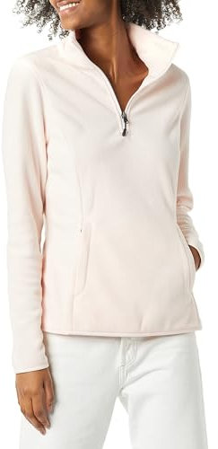 Amazon Essentials Polaire Zippée Trois Quart À Manches Longues Coupe Classique (Disponible en Grande Taille) Femme, Rose Pâle, XL Grande taille