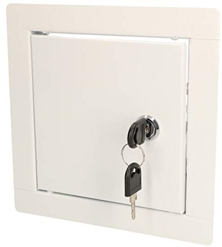 KOTARBAU® Puerta de inspección, 15 x 15 cm, Acero inoxidable, Panel de acceso, Compuerta de fácil acceso, Puerta de revisión, Trampilla para pared o techo, Blanca, Cerradura con llave