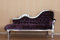 Casa Padrino Barock Chaiselongue Lila/Silber 150 x 78 x H. 90 cm - Mahagoni Chaiselongue mit edlem Samtstoff - Barock Möbel