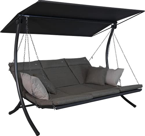 ANGERER Hollywoodschaukel Swing Smart Olive | Gartenschaukel Made in Germany, Schaukel zum Sitzen, Liegen und Entspannen, inklusive Bett-Funktion, einfache Montage