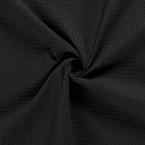 50x150cm Frottierstoff Waffelpiqué Baumwollstoff Oeko - Tex 100 Meterware am Stück Farbwahl, Farbe:schwarz