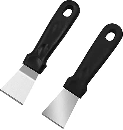 QIANBEIY 2 x Multifunktions-Küchen-Kochfeldschaber, Reinigungsset, Edelstahl-Grillrost, Reinigungsschaber, keine Notwendigkeit, Klingen zu wechseln, wiederverwendbar