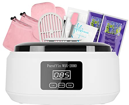 Forever Speed Set bagno di paraffina per mani e piedi, 3400 ml, per bagno di paraffina secca, con 900 g, con indicatore di temperatura 200 W, ideale come regalo per la spa, colore: bianco