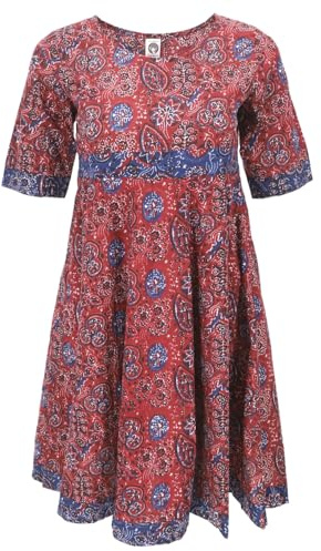 GURU SHOP Boho Minikleid, Sommerliches Minikleid, Baumwollkleid - Rostrot, Damen, Size:XL