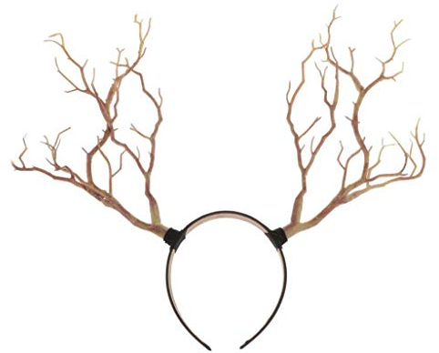 LOVIVER Gothic Geweih Hirsch Hörner Haarband Stirnband Cosplay Kopfschmuck Weihnachten, Natürlich, 42x38x3cm
