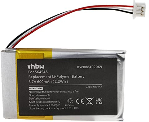 vhbw Akku kompatibel mit Sennheiser HD 4.40 BT, HD 4.50 BTNC, Urbanite XL Wireless Headset Kopfhörer (600 mAh, 3,7 V, Li-Polymer)