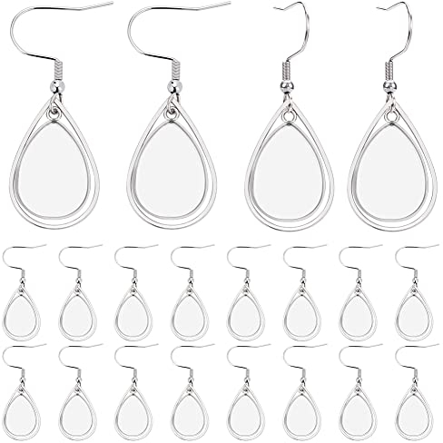 WEBEEDY 20Stk. Ohrringe Cabochon Ohrstecker Rohlinge Einstellungen Tabletts Ohrringe Lünette Selber Machen Set mit Glas Cabochon Fassung Ohrring für Schmuckherstellung Geschenke zu Weihnachten,13x18cm