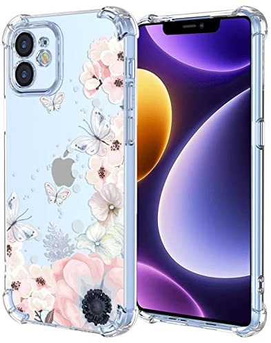 RankOne Hülle Geeignet für iPhone 12 mini (5.4 Inches) Transparente TPU Silikon Farbzeichnungsmuster Case - Blumen 1