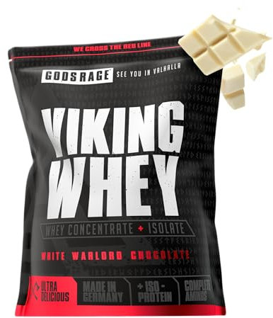 GODSRAGE® Whey Protein Pulver – 23 g starkes Protein pro Portion für Muskelaufbau & Kraft – Cremig, Low Carb, Zuckerfrei – Premium Eiweiß in bester Qualität – 1 kg (White Warlord Chocolate)