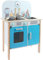 Leomark Cocina Infantil de Madera - Menfi - Cocinitas para niños, Altura 81 cm, Juguetes 3+ años, con ollas, Horno, Fregadero, Accesorios, Reloj (Color Azul)