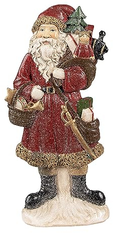 HAES DECO - Dekofigur Weihnachtsmann - Größe 12x4x24 cm - Farbe Rot - Material Polyresin - Weihnachtsfigur, Weihnachtsdekoration