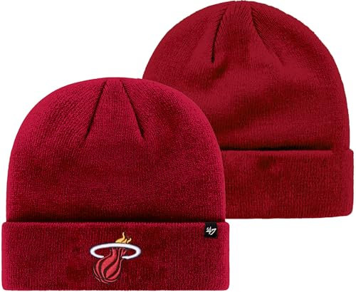 47 NBA Mütze für Erwachsene, Unisex, Primär-Logo, Team-Farbe, Einheitsgröße, Miami Heat Red, Einheitsgr��e