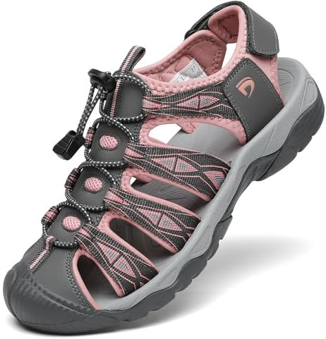 Dannto Sandali Sportivi Donna Traspirante All'aperto Antiscivolo Escursionismo Sandali da Trekking Passeggiata Arrampicata(rosa grigio,36)