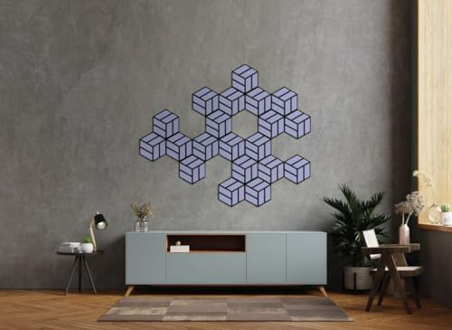 Gedotec Hexagon Akustikpaneele Holz | Lavendel | 2 Stück | Wandpaneele Holz | Made in AUSTRIA | Wanddekoration | 300 x 260 x 19 mm | Schalldämmung | Gaming Deko | aus recyceltem Filz