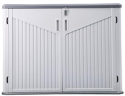 Panana Plastic Garden Shed Outdoor Furniture Storage Shed Plastic House Tool Shed Utility Chest Shed Box (132 x 72x 99 cm-White)