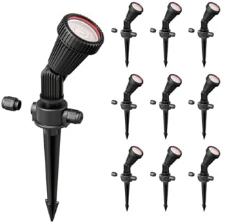 ledscom.de 10x Gartenstrahler mit Erdspieß PIRK für außen, schwarz, inkl. GU10 LED (warmweiß, 7,6W, je 1103lm, 33°)