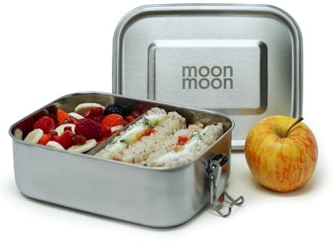 Moonmoon Stainless Steel Lunch Box (0.8 litres) | Metal Bento Lunch Box for Adults & Kids