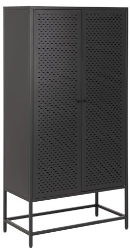 möbelando Mehrzweckschrank >Newcastle< in schwarz, Stahl - 80x160x40cm (BxHxT)