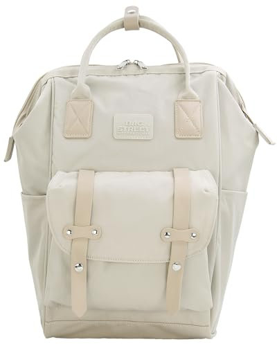 BAG STREET – Damen Daypack Rucksack Schulrucksack - 16 Liter – Freizeit Schule Büro – Hell Beige