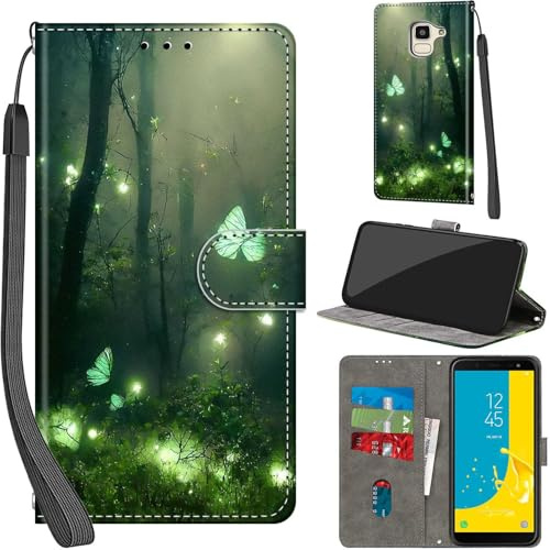 Cover per Samsung Galaxy J6 2018, Farfalla | Pelle PU Portafoglio, Porta Carte, Magnetica, Libro, Antiurto Custodia