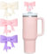 HIUSITY Bow Straw Cover Topper for Stanley Cup,Silicone Straws Toppers for Tumbler with Handle 40oz,Cute 10mm/0.4in Covers Cap,Dust-Proof Reusable Lids for Stanleys Cups Accessories,Pink