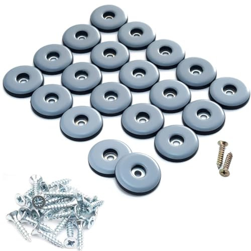 EIHI 30 Piezas 22mm deslizadores para muebles deslizadores de teflón para atornillar con Tornillos Acero Inoxidable protección eficaz Tus sillas y Suelos