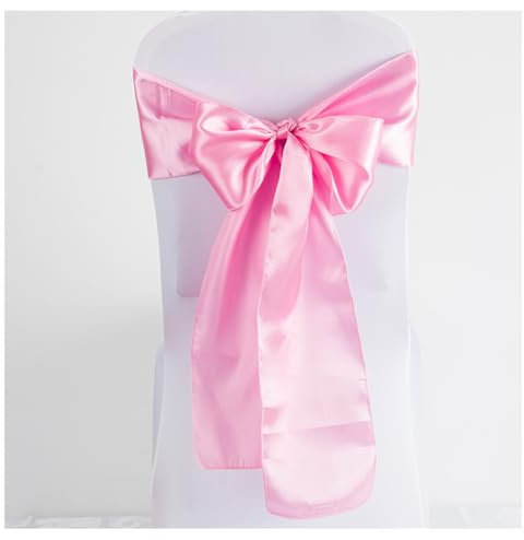 100 fiocchi in raso rosa chiaro per sedie, 17 x 275 cm, decorazione per matrimoni, banchetti di compleanno, hotel, casa, confezione da 100