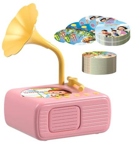 Gramófono para Niños con 96 Tarjetas | Juguete Tocadiscos De Música para Bebé | Juguete Musical para Grabar Fonógrafo | Reproductor De Música De Cuentos para Niños con 96 Tarjetas Presentes