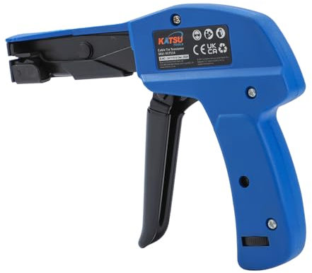 KATSU Tools Pistola de sujeción de cables de nailon de plástico, herramienta profesional de tensado y corte de bridas 417514