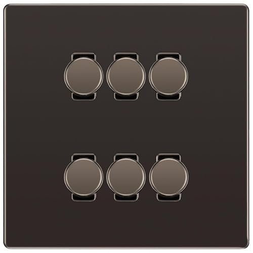 BG Black Nickel Screwless Flat Plate 6 Gang Trailing Edge LED Dimmer Light Switch 2 Way Custom Switch