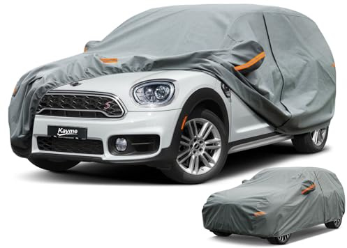 kayme SUV Robustes Autoabdeckung Wasserdicht Atmungsaktiv, Vollgarage Autoplane für Sonne Schutz Staub, Abdeckplane für Mini Countryman, E-Pace, Mazda CX-5, Formentor, Ateca, Karoq usw.(bis zu 460 cm)