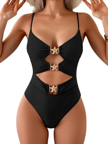 Eomenie One Piece Swimsuit for Women Ring Linked Monokini Sexy Bathing Suit Cutout Swim Suit