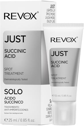 REVOX B77 - Just Succinic Acid, 30 ml, Anti-Behälter, Bernsteinsäure und Salicylsäure, reinigt Poren, dunkle Flecken, lindert Haut, reduziert Rötungen, reguliert Überschuss
