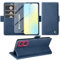 Cover per Motorola Moto Edge 50 Fusion Custodia con Vetro Temperato, Premium Pelle PU Portafoglio Slot per Scheda RFID Antifurto Funzione Supporto Flip Case Edge 50 Fusion 5G Cover (Blu)