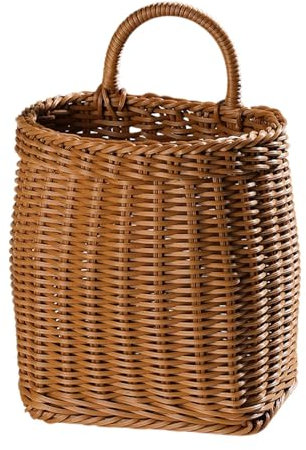Gewebte Wandkörbe, Rattan-Weidenkörbe, Haustür, handgefertigter hängender Aufbewahrungs-Organizer, und Obstbehälter, für Zuhause, Bauernhaus, Garten (2er-Set), einfache Wandmontage