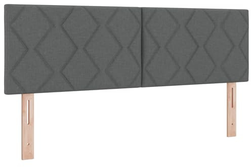 vidaXL Stoffkopfteil Geometrisch mit Kopfteil Dunkelgrau 160 cm Stoff, Verstellbares, modernes rechteckiges Polsterkopfteil, stylisches, platzsparendes Design für Dein Schlafzimmer